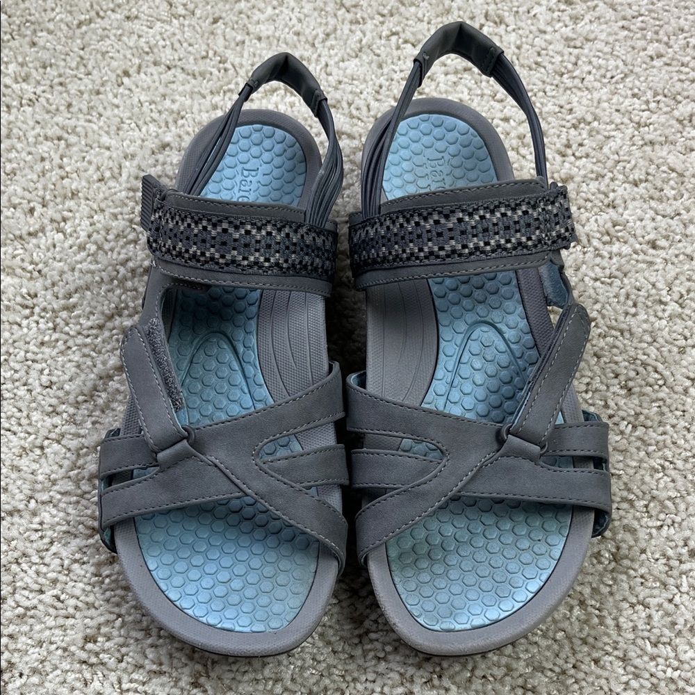 Baretraps Gray Strappy Sandals with Blue Insole